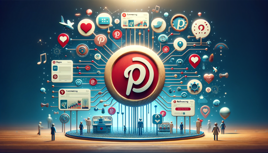 Visual representation of community engagement on Pinterest through repinning, commenting, and follower interaction.