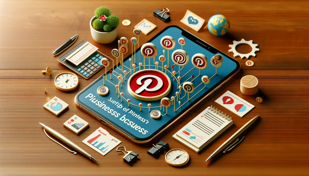 Illustration of Pinterest business account setup highlighting analytics and advertising features