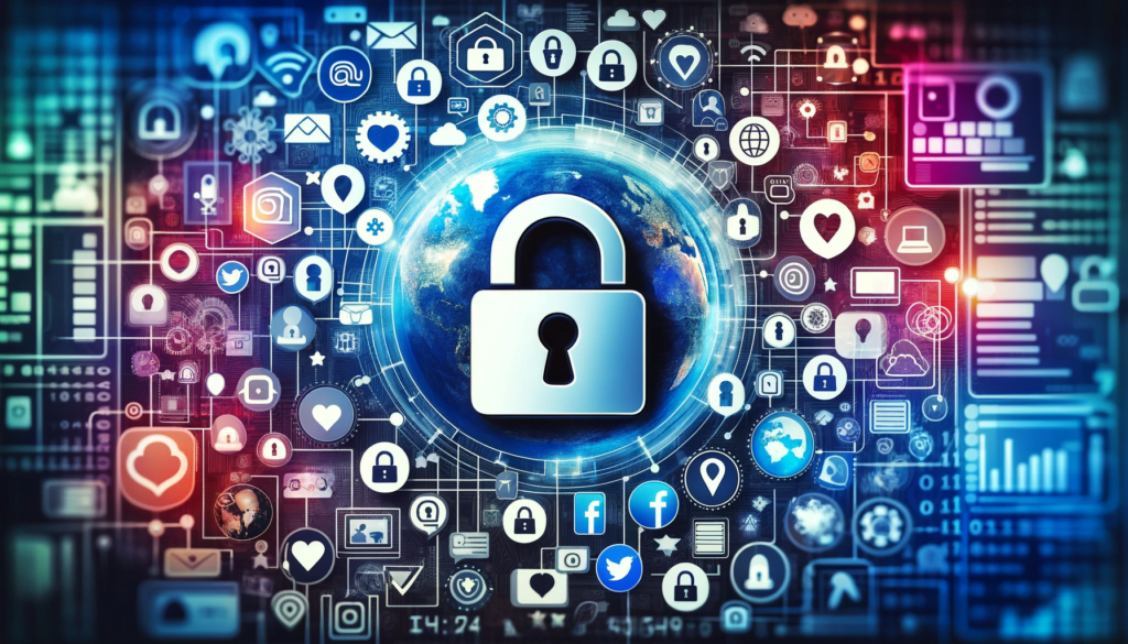 Icônes de médias sociaux sécurisées par un cadenas symbolisant la protection des données.