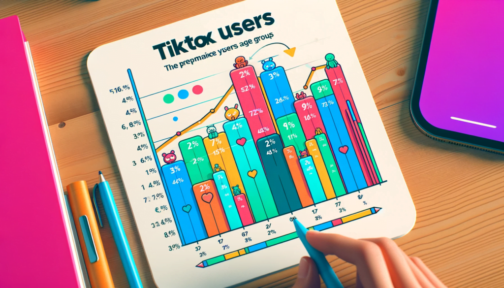 Graph depicting age-wise distribution of TikTok users, emphasizing younger user dominance.