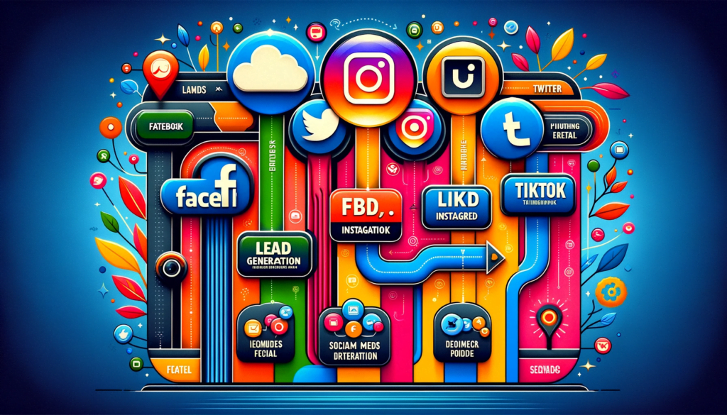 Social Media Leads : Comparison table of social media platforms for lead generation featuring Facebook, Instagram, LinkedIn, Twitter, and TikTok.