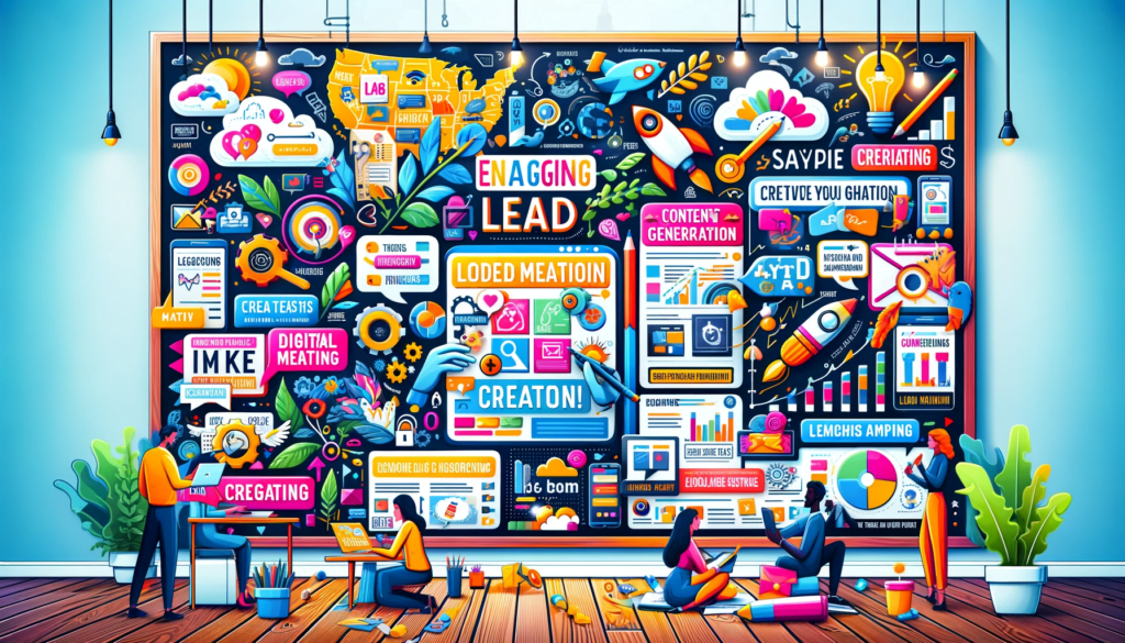 Illustration of diverse and engaging social media content for lead generation in digital marketing