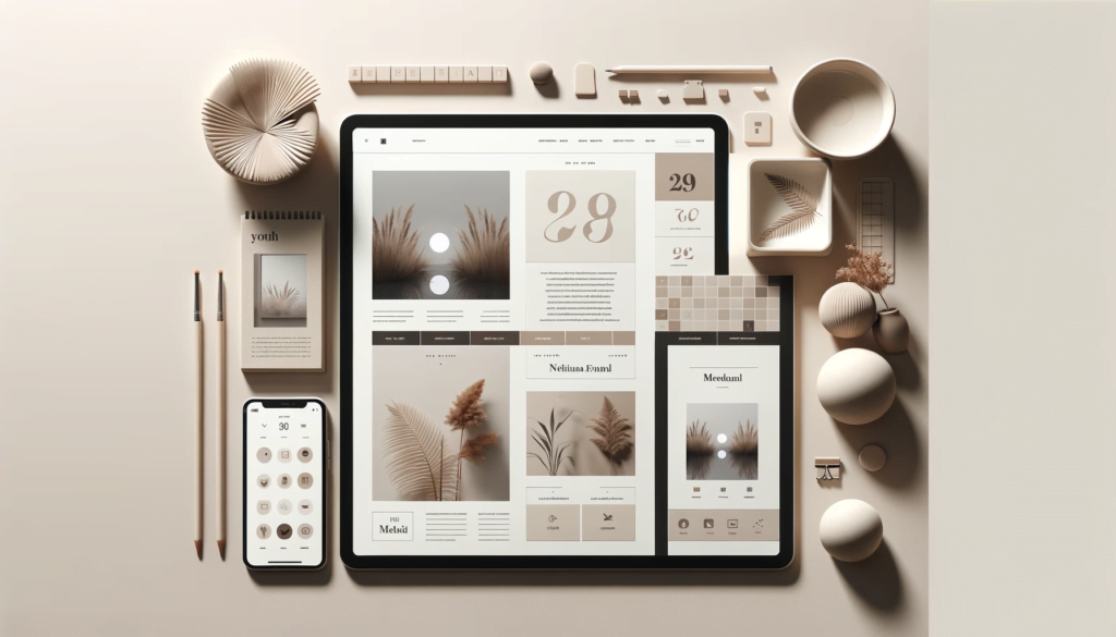 Minimalist blog design with neutral colors and readable fonts for social media integration