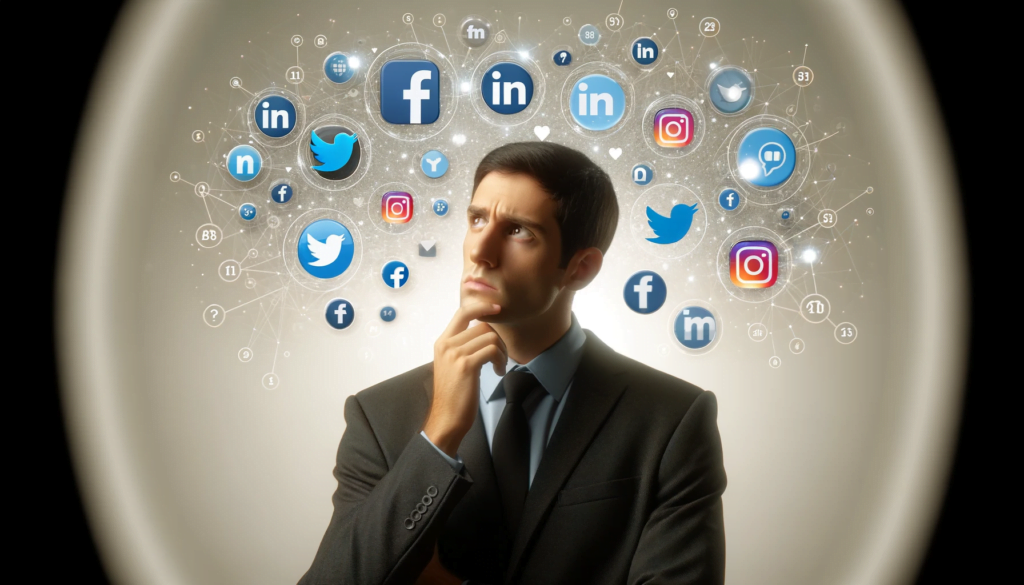 Person contemplating various social media options, symbolizing the choice of the right platform.