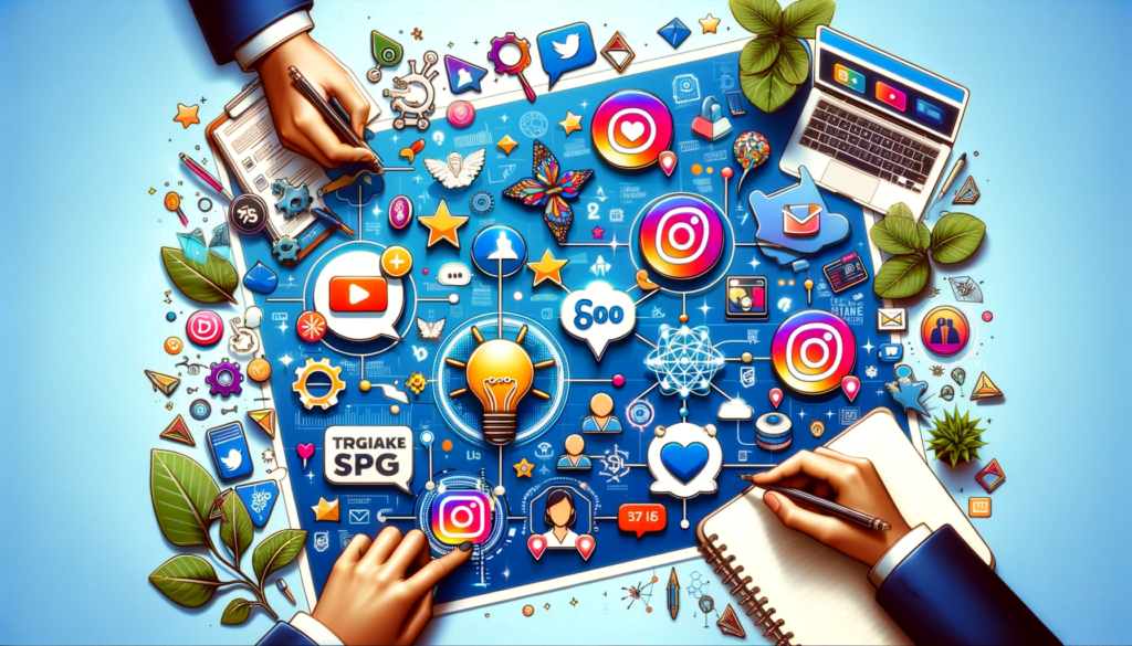 Illustrations of various social media marketing tactics