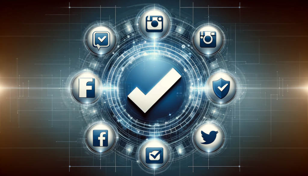 Social media icons Facebook, Instagram, Twitter with approval check marks representing whitelisting.