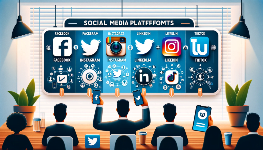 Comparison table of social media platforms including Facebook, Instagram, Twitter, LinkedIn, and TikTok, highlighting their audiences and best uses for social media expertise.