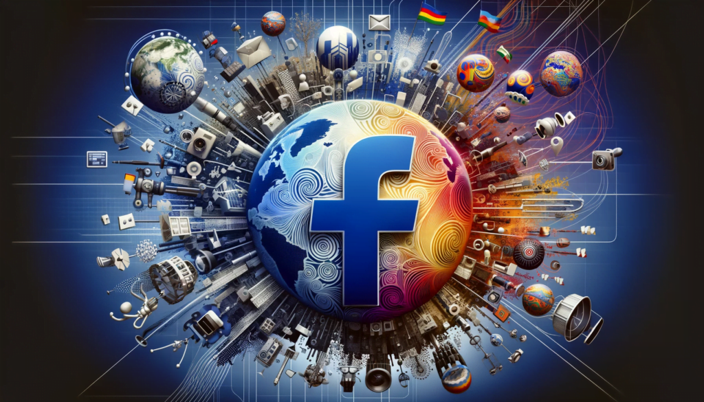 Abstract representation of global social trends influenced by Facebook, featuring cultural diversity